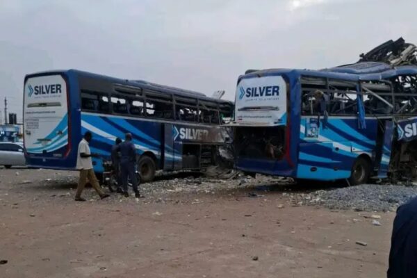 Luxury Bus Destroyed in Kaduna Motor Park Explosion