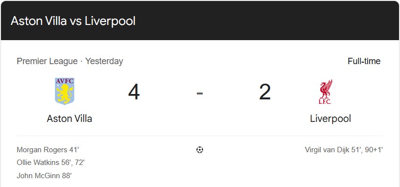 Aston Villa Thrash Liverpool To Seal European Elite Place