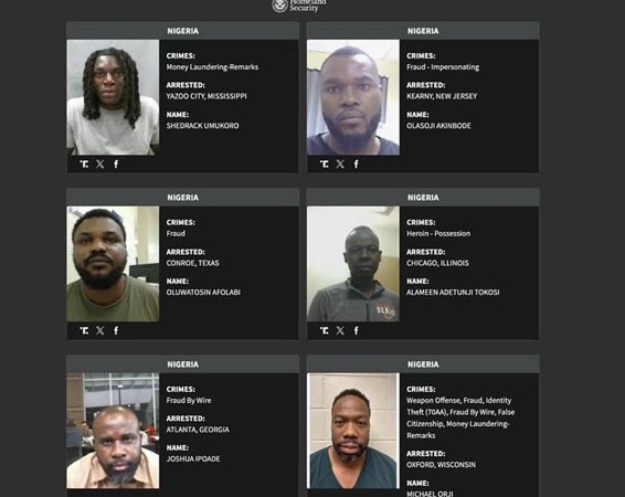 US Releases Names, Photos Of 24 Nigerians Arrested Over Fraud, Other Crimes